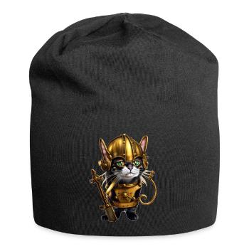 Anime Katze, Katze, Steampunk Katze - Jersey-Beanie - Schwarz - Vorne