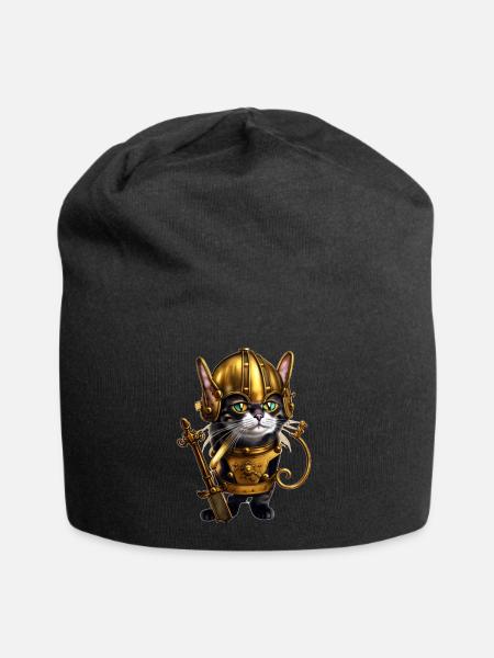 Anime Katze, Katze, Steampunk Katze - Jersey-Beanie - Schwarz