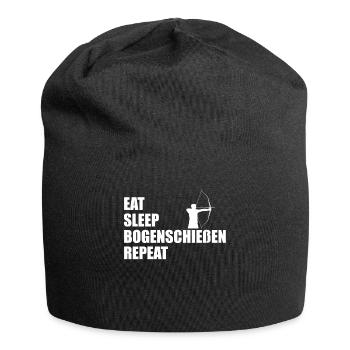 Eat Sleep Bogenschießen Repeat Spruch Geschenk - Jersey-Beanie - Schwarz - Vorne