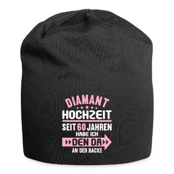60 verheiratet Diamant Hochzeit 60.Hochzeitstag - Jersey-Beanie - Schwarz - Vorne