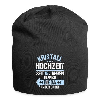 15 Verheiratete Kristall Hochzeit 15. Hochzeitstag - Jersey-Beanie - Schwarz - Vorne