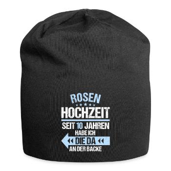 10 verheiratet Rosen Hochzeit 10.Hochzeitstag - Jersey-Beanie - Schwarz - Vorne