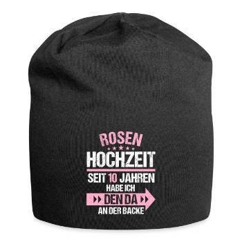 10 verheiratet Rosen Hochzeit 10.Hochzeitstag - Jersey-Beanie - Schwarz - Vorne