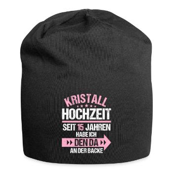 15 Verheiratete Kristall Hochzeit 15. Hochzeitstag - Jersey-Beanie - Schwarz - Vorne