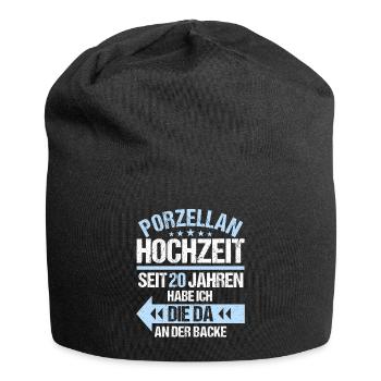 20 verheiratet Porzellan Hochzeit 20.Hochzeitstag - Jersey-Beanie - Schwarz - Vorne
