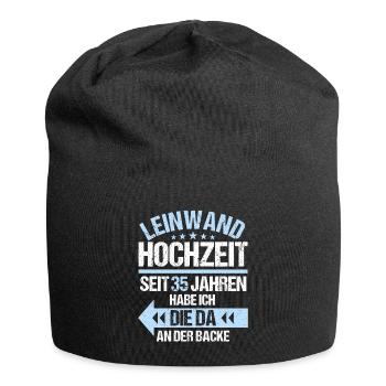 35 verheiratet Leinwand Hochzeit 35.Hochzeitstag - Jersey-Beanie - Schwarz - Vorne