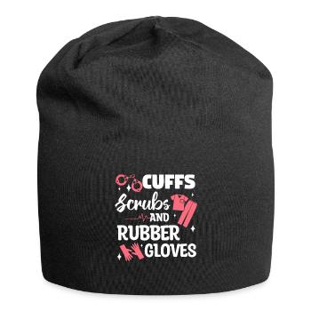 Cuffs Scrubs And Rubber Gloves Correctional Nurse - Jersey Beanie - black - Front