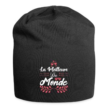 La meilleur du monde. Cadeau copine cadeau d'amour - Bonnet en jersey - noir - Devant