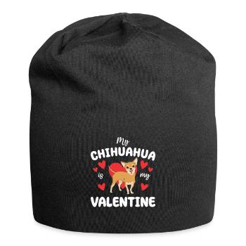My Chihuahua Is My Valentine Valentine's Day - Jersey Beanie - black - Front