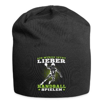 würde lieber Handball spielen Handballer - Jersey-Beanie - Schwarz - Vorne