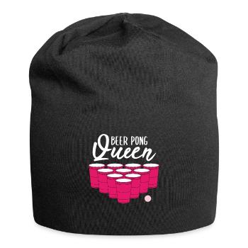 Beer Pong Queen Bier Pong Lustiges Geschenk - Jersey-Beanie - Schwarz - Vorne