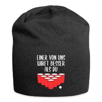 Beer Pong Bier Pong Lustiger Spruch Geschenk - Jersey-Beanie - Schwarz - Vorne