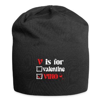 V is for valentine vino wine - Jersey-Beanie - Schwarz - Vorne