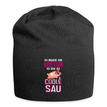 Karneval Kostüm coole geile Sau - Jersey-Beanie - Schwarz - Vorne