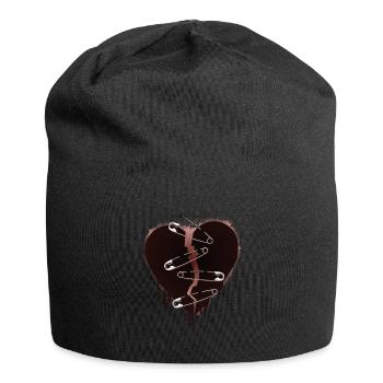 Gebrochenes Herz und Sicherheitsnadeln Geschenk - Jersey-Beanie - Schwarz - Vorne
