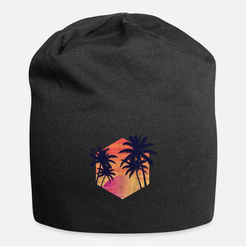 Palmen Retro - Jersey-Beanie - Schwarz