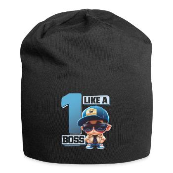 Baby 1. Geburtstag Junge Mädchen Like a Boss - Jersey-Beanie - Schwarz - Vorne