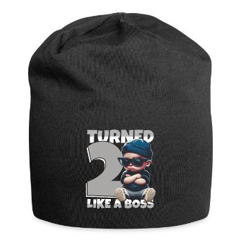 Baby 2. Geburtstag Junge Mädchen Like a Boss - Jersey-Beanie - Schwarz - Vorne