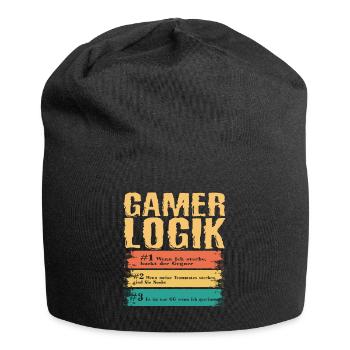 Gamer Logik Gaming Video Games Streamer Motive - Jersey-Beanie - Schwarz - Vorne