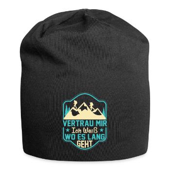 Vertrau Mir Ich Weiß Wo Es Lang Geht Verlaufen - Jersey-Beanie - Schwarz - Vorne
