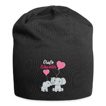 Große Schwester 2023 Elefanten Ballon Herz - Jersey-Beanie - Schwarz - Vorne