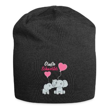 Große Schwester 2023 Elefanten Ballon Herz - Jersey-Beanie - Anthrazit - Vorne