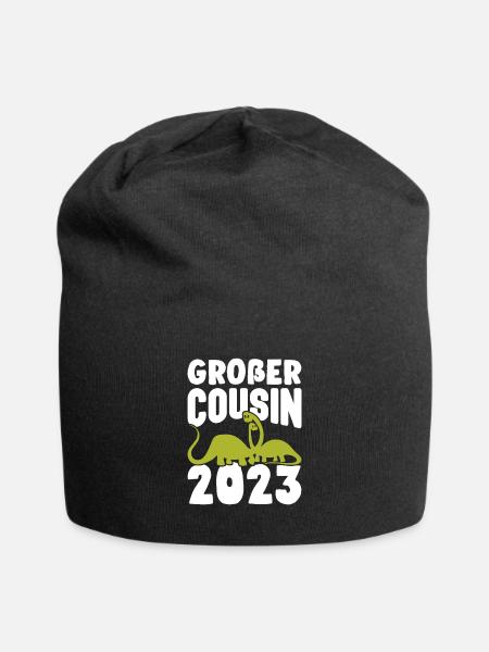 Kinder Alarm Ich werde Großer Cousin 2023 Dino - Jersey-Beanie - Schwarz