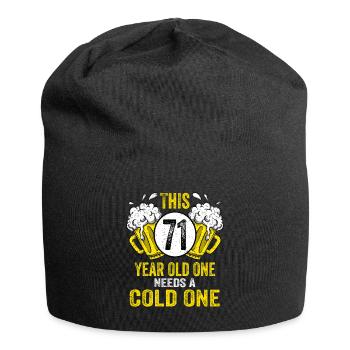Men Beer Birthday Funny 71 Year Old Beer Lover - Jersey Beanie - black - Front