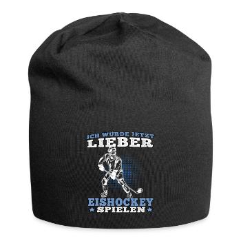 Lieber Eishockey spielen Hockey junge ockeyspieler - Jersey-Beanie - Schwarz - Vorne