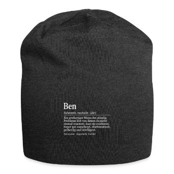 Ben Definition Namenstag Geburtstag Name - Jersey-Beanie - Anthrazit - Vorne