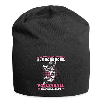 Würde lieber Volleyball spielen Volleyballerin - Jersey-Beanie - Schwarz - Vorne