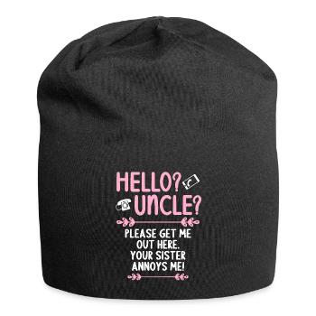 Salut mon oncle, s’il te plaît, s’il te plaît, sors-moi d’ici - Bonnet en jersey - noir - Devant