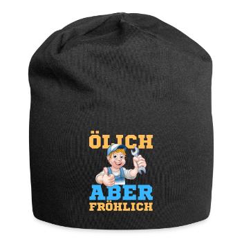 Fröhlicher Schrauber Werkstatt-Design - Jersey-Beanie - Schwarz - Vorne
