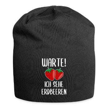 Erdbeere Lustiger Spruch Sommer Frucht Obst - Jersey-Beanie - Schwarz - Vorne