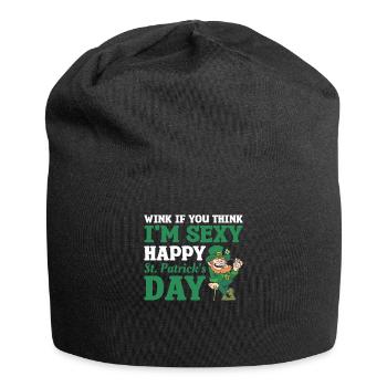 Zwinker, wenn du denkst, dass ich sexy bin Alles Gute zum St. Patrick's Day - Jersey-Beanie - Schwarz - Vorne