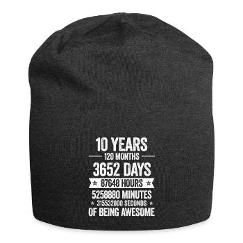 10 Jahre Genial Deko Geburtstag Geschenk Lustig - Jersey-Beanie - Anthrazit - Vorne