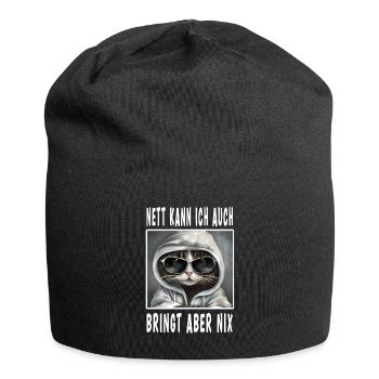 Nett Kann Ich Auch Bringt Aber Nix - Jersey-Beanie - Schwarz - Vorne