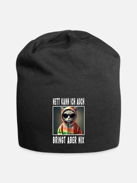 Nett Kann Ich Auch Bringt Aber Nix - Jersey-Beanie - Schwarz