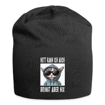 Nett Kann Ich Auch Bringt Aber Nix - Jersey-Beanie - Schwarz - Vorne
