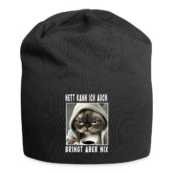 Nett Kann Ich Auch Bringt Aber Nix - Jersey-Beanie - Schwarz - Vorne