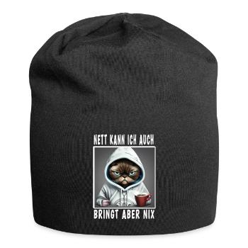 Nett Kann Ich Auch Bringt Aber Nix - Jersey-Beanie - Schwarz - Vorne