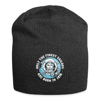 sailor born 1976 birthday sailboat funny - Jersey Beanie - charcoal grey - Front