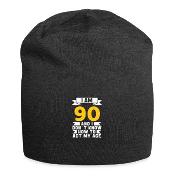 90 Years Old 90th Funny Birthday Gift - Jersey Beanie - charcoal grey - Front
