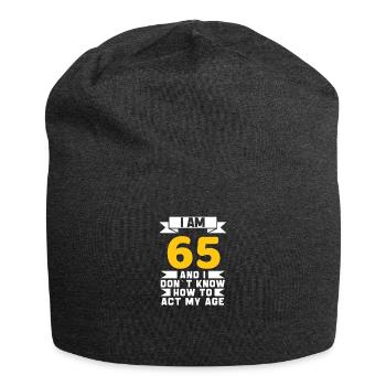 65 Years Old 65th Funny Birthday Gift - Jersey Beanie - charcoal grey - Front