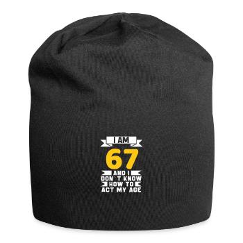 67 Jahre altes 67. lustiges Geburtstagsgeschenk - Jersey-Beanie - Schwarz - Vorne