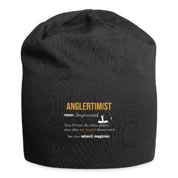 Angeln Tshirt Mann Fischer Rute Fischfang Fishing - Jersey-Beanie - Schwarz - Vorne