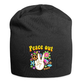 Hippie Tshirt Peace Bewegung Woodstock Boho Groove - Jersey-Beanie - Schwarz - Vorne