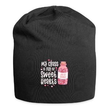 La classe est pleine de cœurs doux Professeur rétro - Bonnet en jersey - noir - Devant