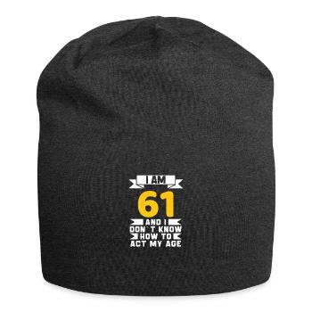 61 Jahre altes 61. lustiges Geburtstagsgeschenk - Jersey-Beanie - Anthrazit - Vorne