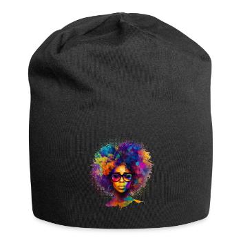 Afro Hair Afro American African Woman - Jersey Beanie - black - Front